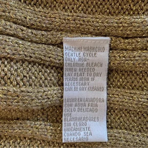 Jones New York Women's Gold Ribbed Crew Neck Sweater with Metallic Threading - Picture 7 of 7